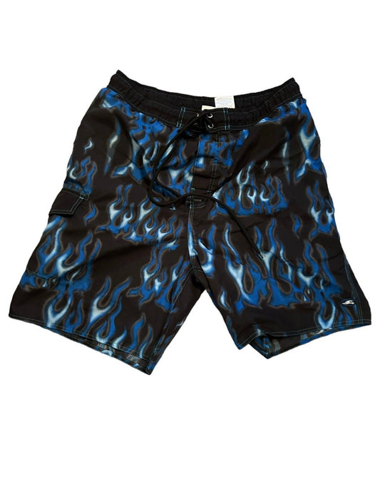 vintage streetwear medium blue flame shorts