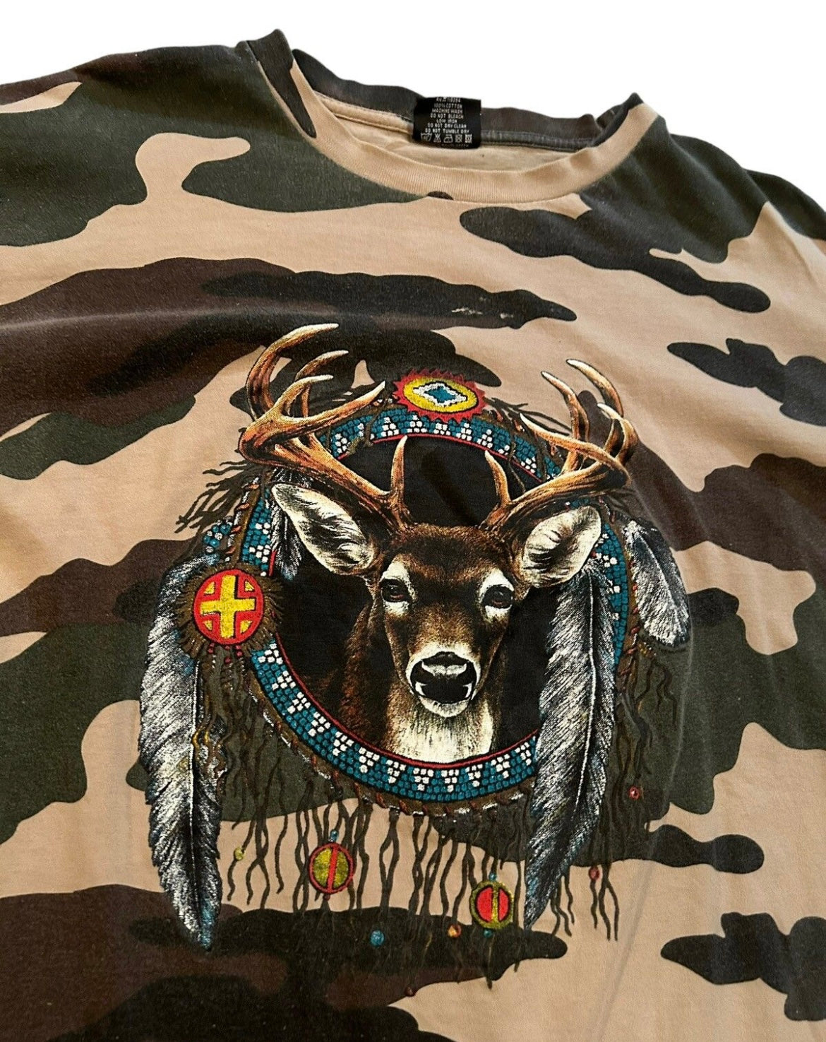 vintage streetwear xx-large camo deer t-shirt