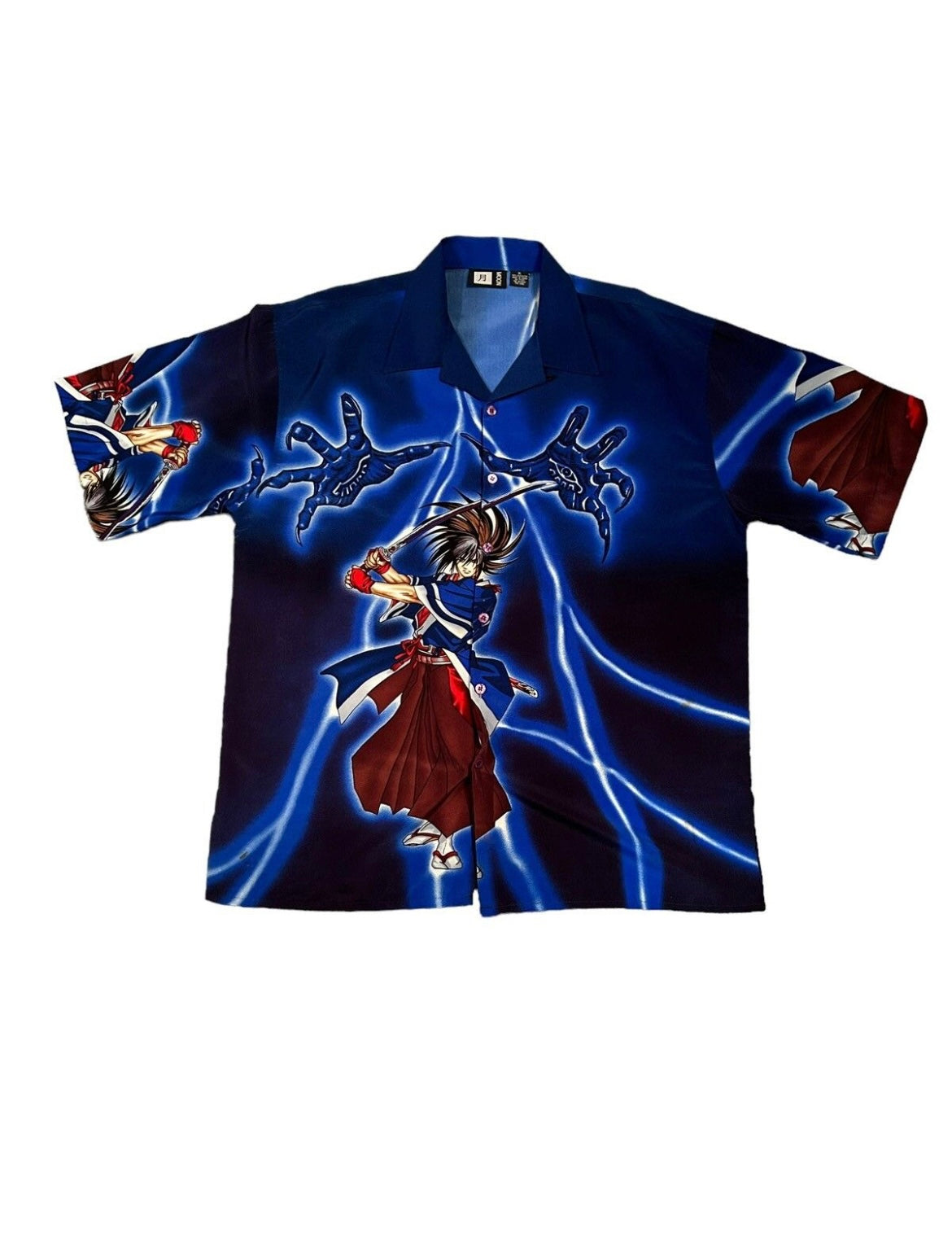 vintage streetwear x-large anime button-up shirt