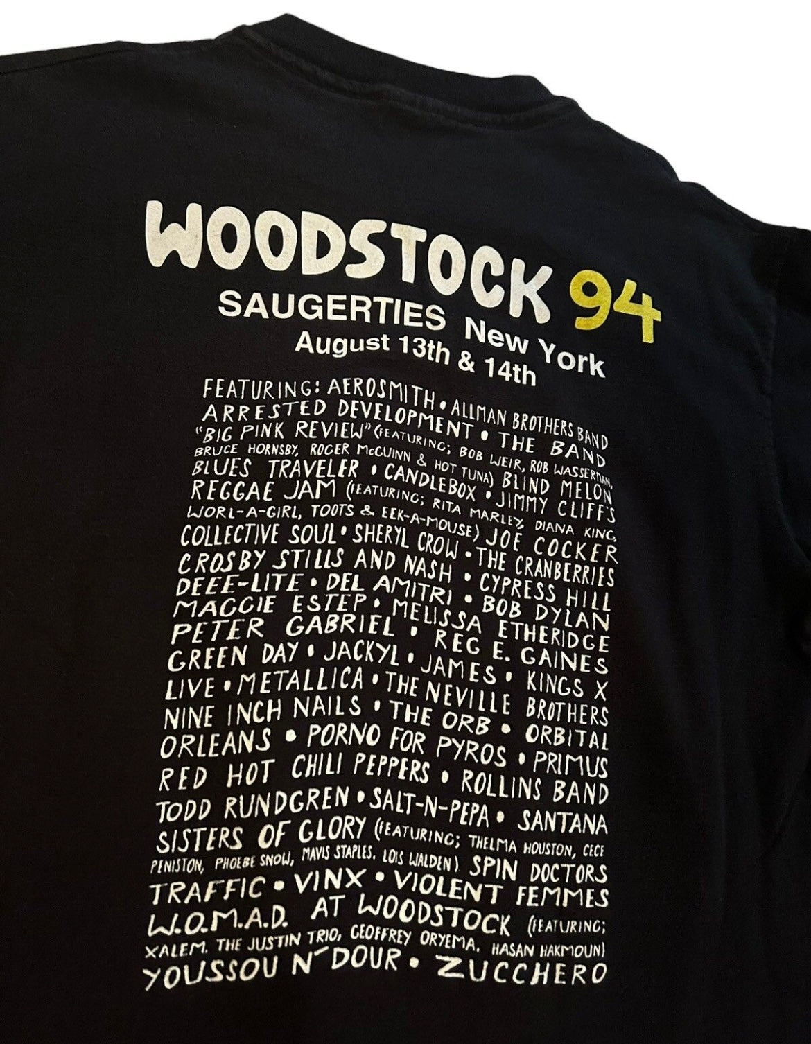 vintage streetwear x-large woodstock 1994 t-shirt