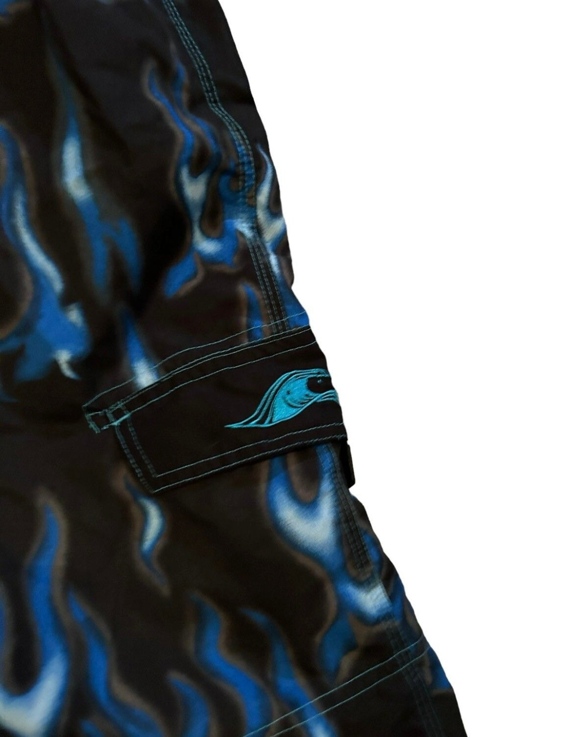 vintage streetwear medium blue flame shorts