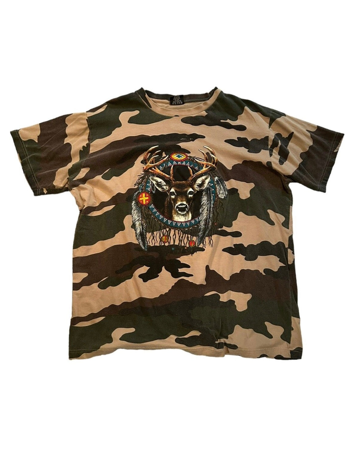 vintage streetwear xx-large camo deer t-shirt