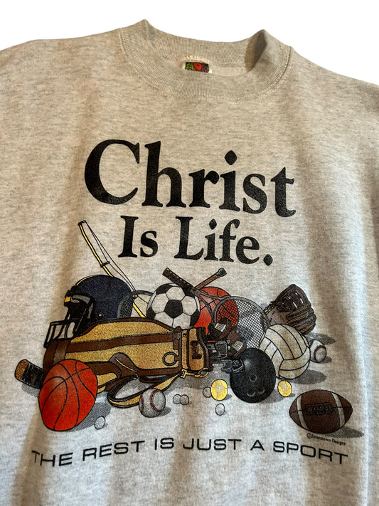 vintage streetwear large christ is life sweatshirt