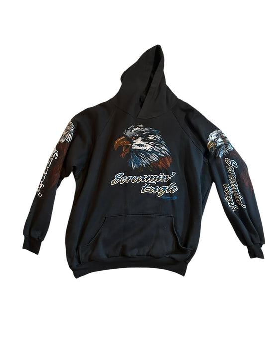 vintage streetwear large screamin’ eagle hoodie